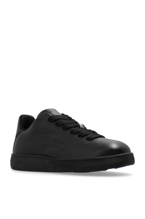 スニーカー Burberry SS25 Black leather Box sneakers (8083325 A1189) Burberry: Black Leather Box Sneakers | SSENSE